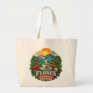 Flores Sunrise Coffee Vintage Indonesische Kunst T Grote Tote Bag