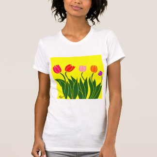 flores tulipas coloridas t-shirt