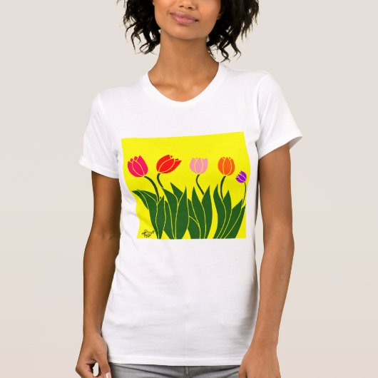 flores tulipas coloridas t-shirt (Voorkant)
