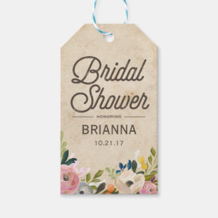 Flores vintages   Étiquette cadeau de Fête des mar