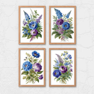 Flores Vintages violettes bleues