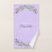 Flores violet lavande monogramme nom élégant (Serviette à main)