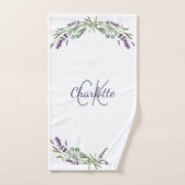 Flores violet lavande monogramme nom élégant (Serviette à main)