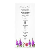 Flores violets blanc élégant programme de mariage (Dos)