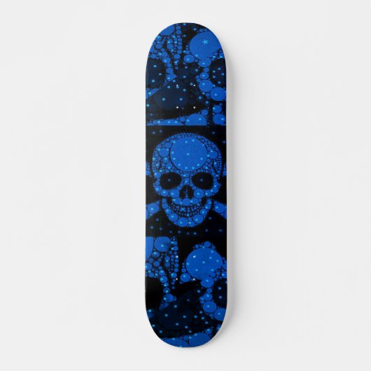 Florescent Blue Green Skull Bling Skateboard (Voorkant)