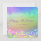 Florescent paarse kerstfeestdag feestdagenkaart (Voorkant)