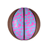 Florescent Pink Blue Cheetah Mini Basketbal (Verticaal)