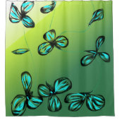 Florets bleus sur rideau de douche verte (Devant)