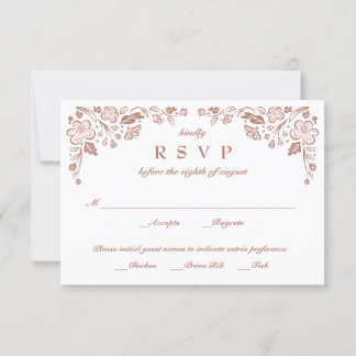 Florid Lijst Wedding RSVP Kaart Faux Roos Gold