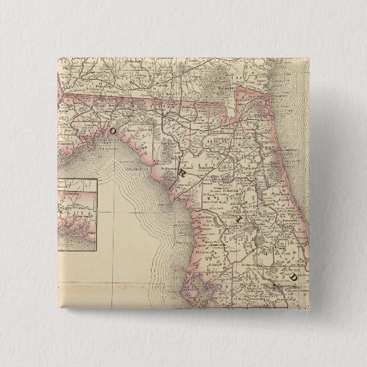 Florida 10 vierkante button 5,1 cm (Voorkant)