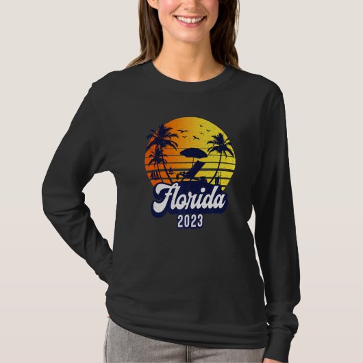 Florida 2023 Sunset Beach Retro Premium T-shirt (Voorkant)