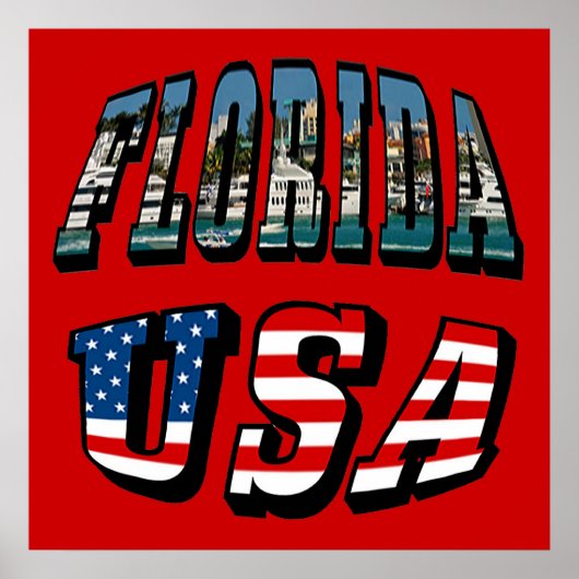 Florida Afbeelding Text en USA Flag Text Poster (Voorkant)