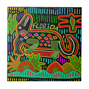 Florida-alligator in tropische jungle tegel tegeltje