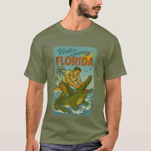 Florida Alligator Worstelen   Grappige Retro Kust T-shirt