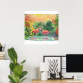 Florida Art - flamingos Poster (Thuiskantoor)