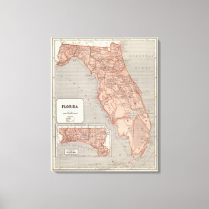 Florida Atlas Map Canvas Afdruk
