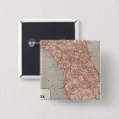 Florida Atlas Map Vierkante Button 5,1 Cm (Voorkant /achterkant)