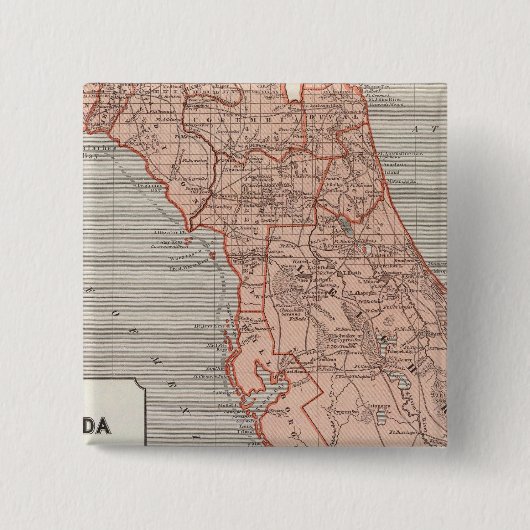 Florida Atlas Map Vierkante Button 5,1 Cm (Voorkant)