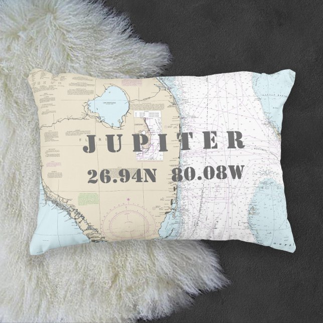 Florida Authentieke Nautische Grafiek ⚓ Decoratief Kussen (Florida Authentic Nautical Chart ⚓ Decorative Pillow
)