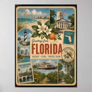Florida Authentieke Vintage Stijl Poster