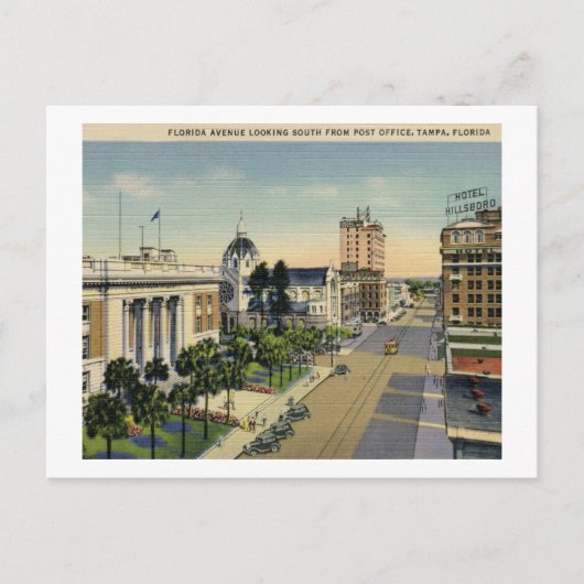 Florida Ave., Vintage van Tampa Briefkaart (Voorkant)