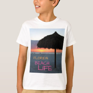 Florida Beach Life Sunset Palm Frond Paraplu T-shirt