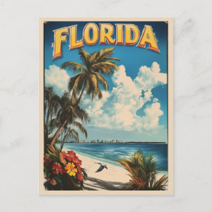  Florida Beach Ocean Palm Tree Travel Briefkaart