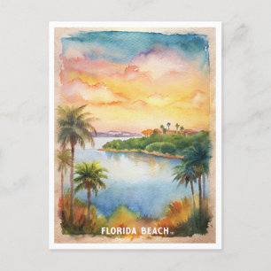 Florida Beach Waterverf schilderij Briefkaart
