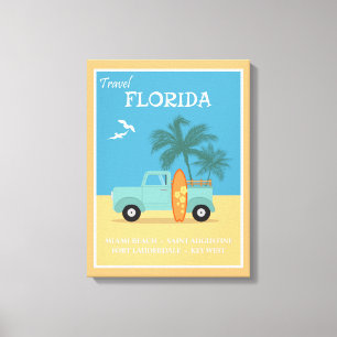 Florida beaches Vintage Travel Canvas Afdruk