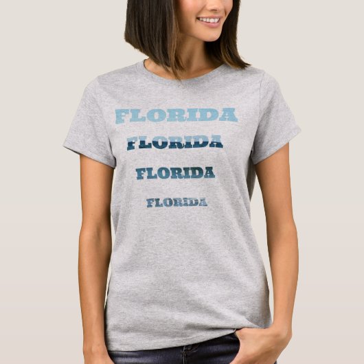 Florida Blauwe Gradiënt Stack Design T-shirt (Voorkant)