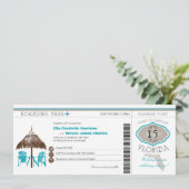 Florida Boarding Pass Wedding Invitation Kaart (Staand voorkant)