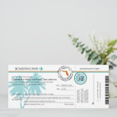 Florida Boarding Pass Wedding Invitation Kaart (Staand voorkant)