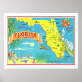 Florida Briefkaart Kaart 18x24 Poster Afdrukken