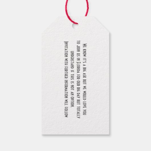 Florida bruiloft Bewaar de datum Cadeaulabel (Achterkant)