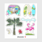 Florida Camping Tropical Shaped Scrapbook Stickers (Vel)