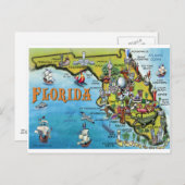 Florida Cartoon Map Briefkaart (Voorkant / Achterkant)