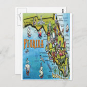 Florida Cartoon Map Briefkaart (Voorkant / Achterkant)