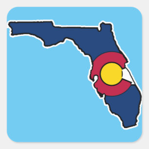 Florida Colorado vlag vierkante sticker labels