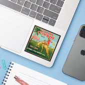 Florida Cowboy Merk Sinaasappels en Grapefruit Lab Sticker (Laptop met iPhone)