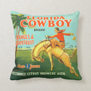 Florida Cowboy vintage citruscrate label Kussen