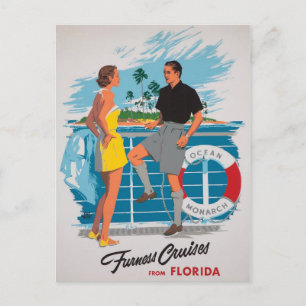 Florida Cruises Restored Vintage Poster Briefkaart