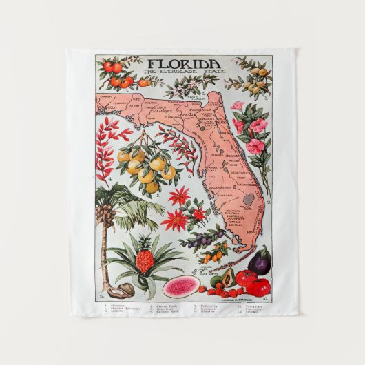 Florida de Everglade State Map Wandkleed (Voorkant)