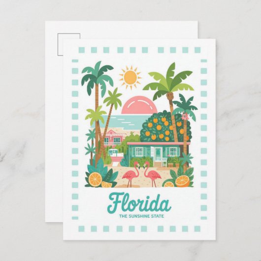 Florida de Sunshine State Verenigde Staten Zomer R Briefkaart (Voorkant / Achterkant)