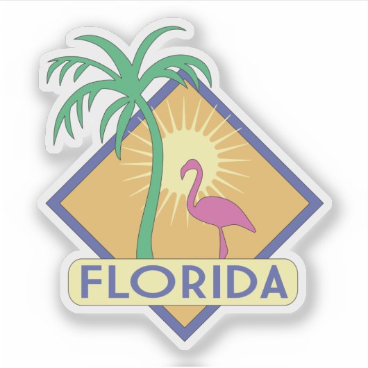 Florida Deco Style Flamingo Palmboom Sticker (Voorkant)
