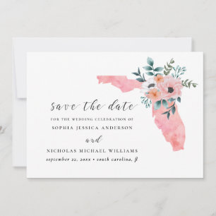 Florida. Elegant roze bloemen. Aquarel Bloemen Save The Date