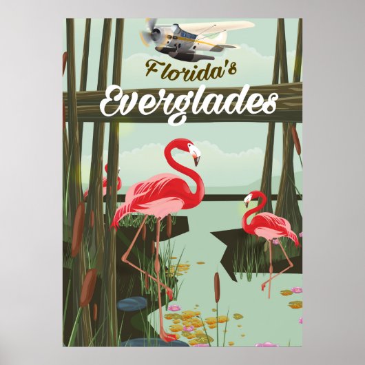 Florida Everglades cartoon reisposter Poster (Voorkant)