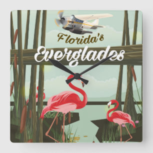 Florida Everglades cartoon Vierkante Klok