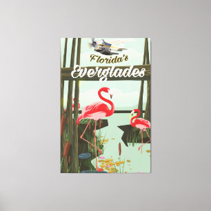 Florida Everglades cartooneske reisposter Canvas Afdruk