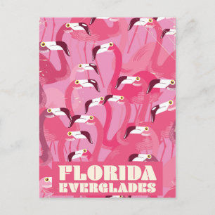 Florida Everglades Flamingo vintage reisposter Briefkaart