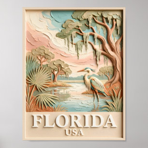 Florida Everglades Wilde Dieren Vogel Textuur Land Poster